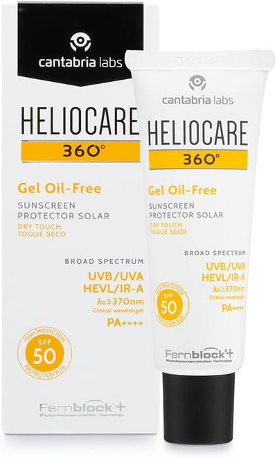 Heliocare 360 Oil-Free Gel SPF 50 50ml / Gel Sunscreen For Face/Daily UVA UVB Visible light Infrared-A Anti-Ageing Sun Protection/Combination Oily and Normal Skin/Matte Finish Heliocare