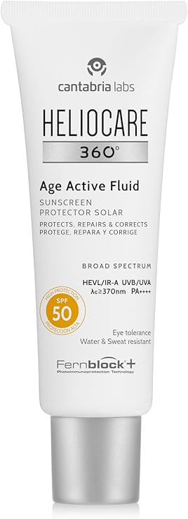 Heliocare 360° - Age Active Fluid, Sun Cream SPF50, Anti Ageing Protection, Water and Sweat Resistant, 50ml Heliocare 360°