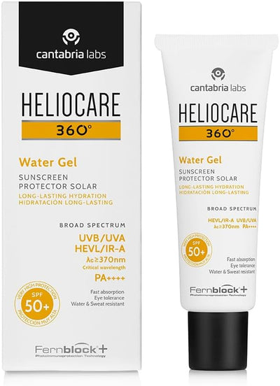 Heliocare 360° Water Gel SPF50+ 50ml / Sun Cream For Face/Daily UVA, UVB Visible light and infrared-A Anti-Ageing Sunscreen Protection/Dry and Normal Skin Types/Hydrating Greenwize