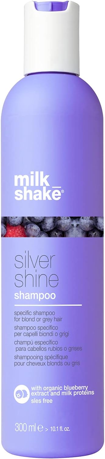 milk_shake® | silver shine shampoo | Intensive Shampoo specific for Blond or Grey hair | 300 ml| Anti-yellow Shampoo with Purple Pigments Greenwize