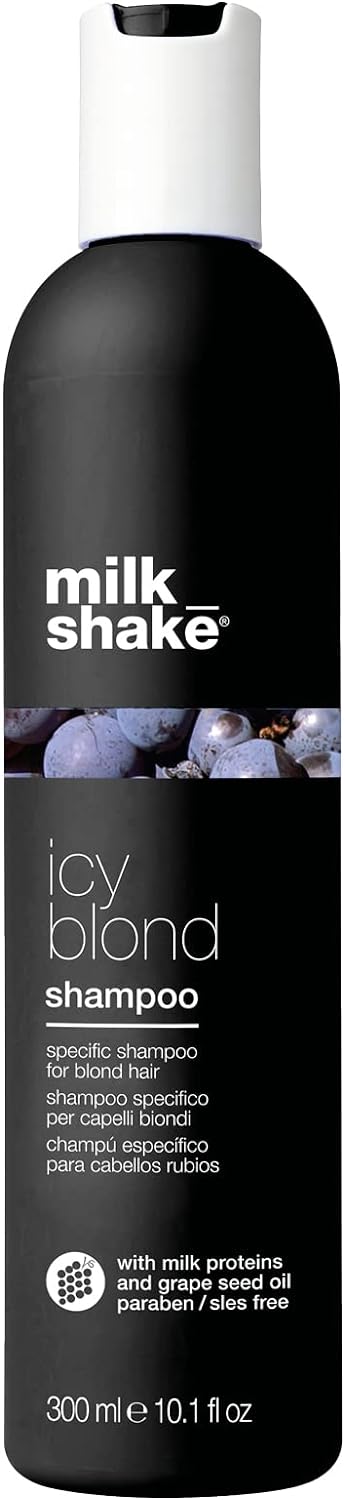 milk_shake | icy blond shampoo | Specific Shampoo for Blond or Bleached Hair | 300 ml | Anti-yellow Shampoo with Black Pigment Milkshake