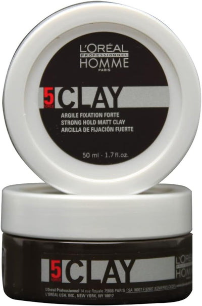 L'Oréal Professionnel Homme Strong Hold & Matte Finish Clay, Tames Your hair and Adds Texture, For Men, 50 ml L'Oréal Professionnel