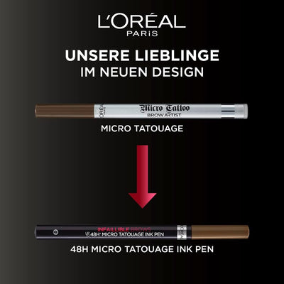 L'Oréal Paris Unbelieva Brow Micro Tatouage 109 Ebony Smudge Resistant Felt Pen with Trident Tip Up to 24H Hold Microblading Effect L'Oréal Paris