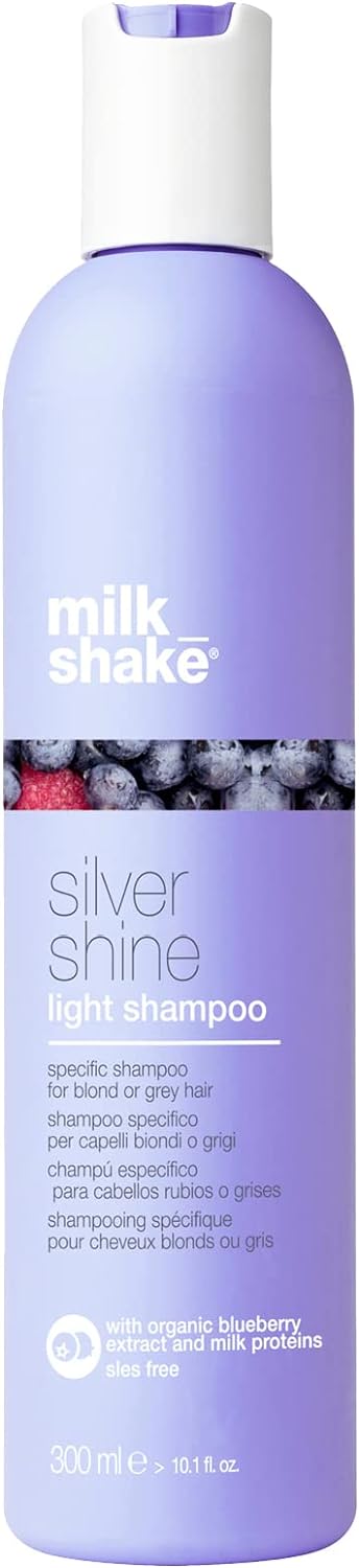 milk_shake | silver shine light shampoo | Intensive Shampoo specific for Blond or Grey hair | 300 ml| Anti-yellow Shampoo with Purple Pigments Milkshake