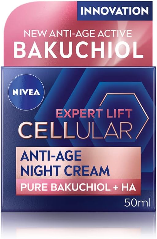 NIVEA Cellular Expert Lift Anti-Age Night Cream (50ml), Anti-Wrinkle Night Cream with Pure Bakuchiol, Night Face Cream Containing Hyaluronic Acid, Night Cream for Women Nivea