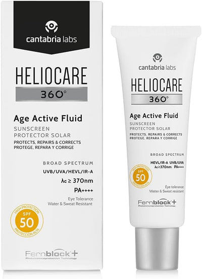 Heliocare 360° - Age Active Fluid, Sun Cream SPF50, Anti Ageing Protection, Water and Sweat Resistant, 50ml Heliocare 360°