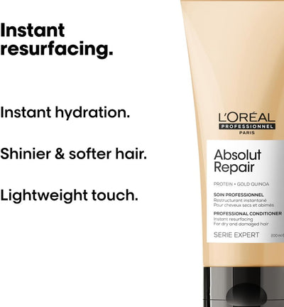 ’Oréal Professionnel Conditioner, With Protein And Gold Quinoa for Dry And Damaged Hair, Serie Expert Absolut Repair L’Oréal Professionnel