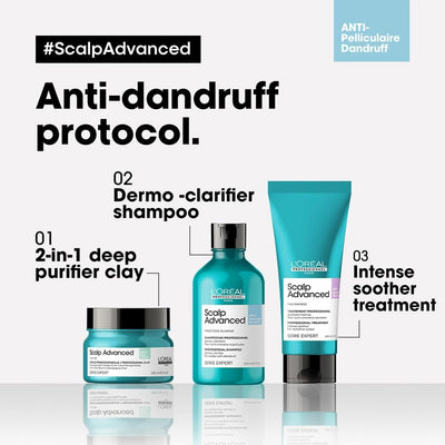 L'Oréal Professionnel Scalp Advanced Anti-Dandruff Dermo-Clarifier Shampoo, For Dry and Oily Scalps, Serie Expert, 300ml L'Oréal Professionnel