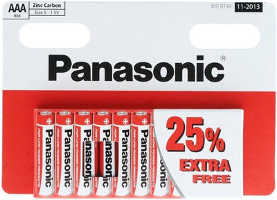 Panasonic AAA (1.5v) Zinc Carbon Batteries (also known as UM4, MN2400), 10 Count (Pack of 1) Greenwize