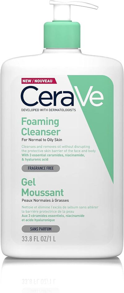 CeraVe Foaming Cleanser for Normal to Oily Skin with 3 Essential Ceramides 1 Ltr CeraVe
