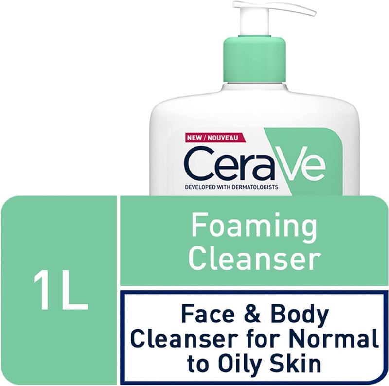 CeraVe Foaming Cleanser for Normal to Oily Skin with 3 Essential Ceramides 1 Ltr CeraVe
