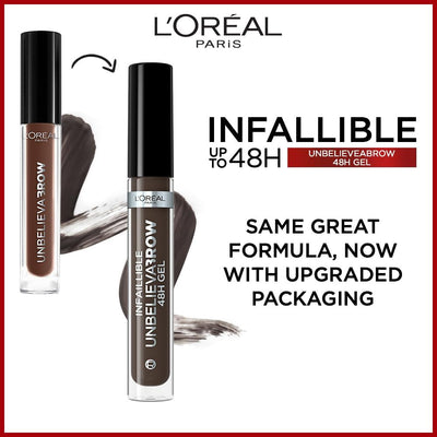 L'Oreal Paris UnbelievaBrow Long-Lasting Eyebrow Gel, Smudge-Proof, Transfer-Proof, Waterproof, 108 Dark Brunette L'Oreal Paris