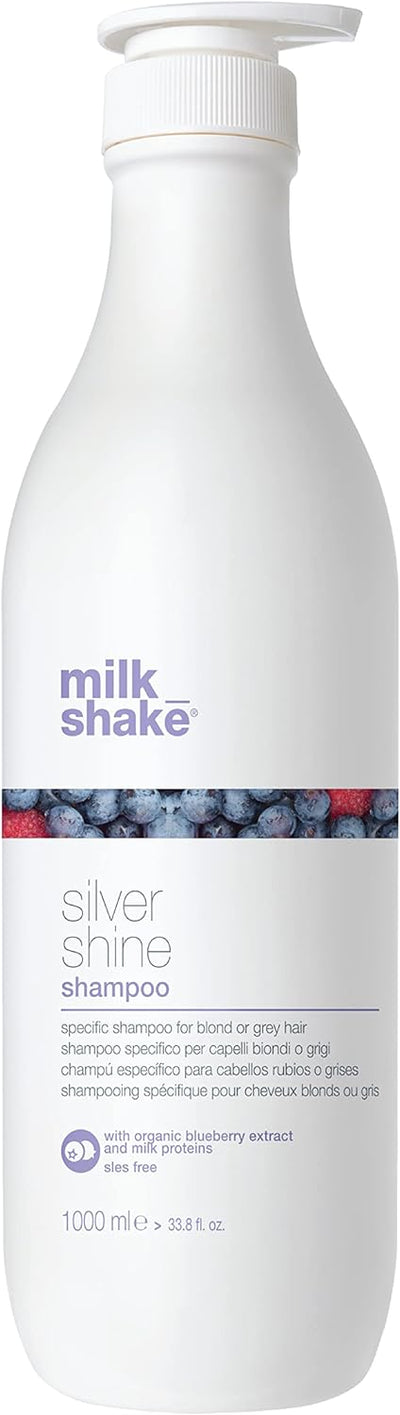 milk_shake® | silver shine shampoo | Intensive Shampoo specific for Blond or Grey hair | 1000 ml| Anti-yellow Shampoo with Violet Pigments Greenwize