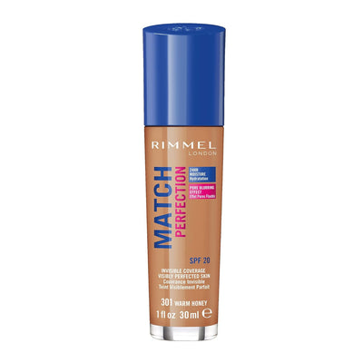 Rimmel Match Perfection Foundation, SPF 20, 301 Warm Honey, 30 ml Greenwize