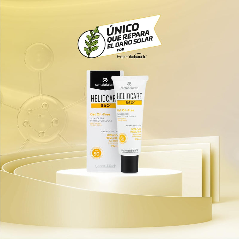 Heliocare 360 Oil-Free Gel SPF 50 50ml / Gel Sunscreen For Face/Daily UVA UVB Visible light Infrared-A Anti-Ageing Sun Protection/Combination Oily and Normal Skin/Matte Finish Heliocare