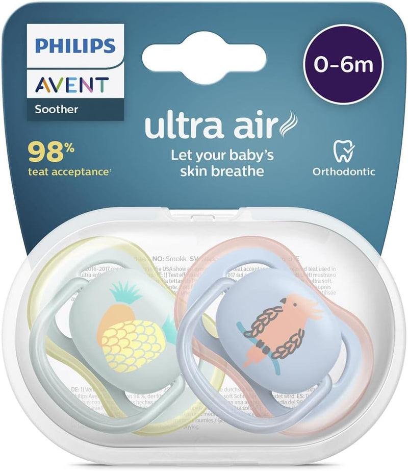 Philips Avent Ultra Air Dummies, Pack of 2, for 0-6 Months (Model SCF085/12) Greenwize