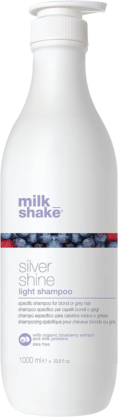 milk_shake | silver shine light shampoo | Intensive Shampoo specific for Blond or Grey hair | 1000 ml| Anti-yellow Shampoo with Purple Pigments Milkshake