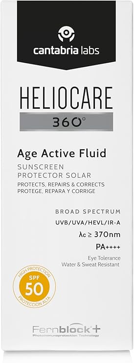 Heliocare 360° - Age Active Fluid, Sun Cream SPF50, Anti Ageing Protection, Water and Sweat Resistant, 50ml Heliocare 360°