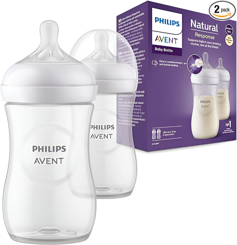 Philips Avent Natural Response Baby Bottle 1+ Months 2 x 260ml (Model SCY903/02) Philips