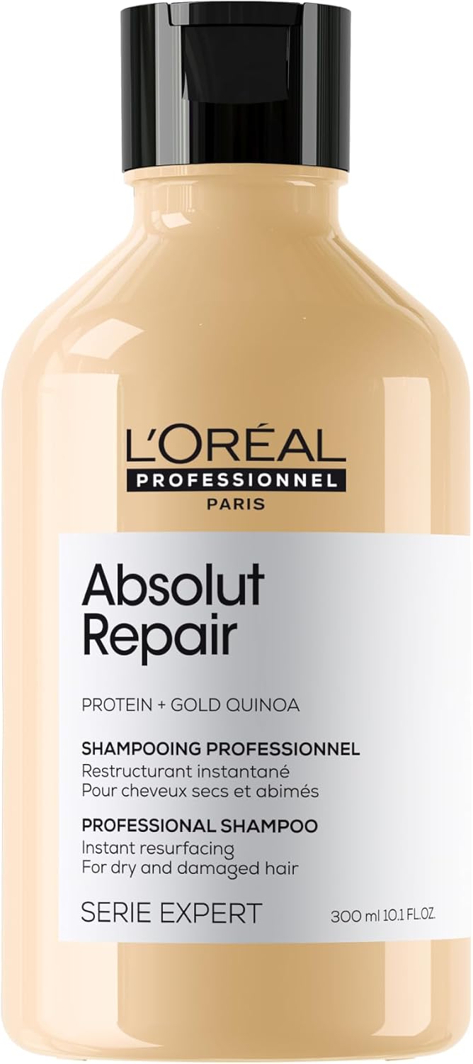 L’Oréal Professionnel | Shampoo, With Protein And Gold Quinoa for Dry And Damaged Hair, Serie Expert Absolut Repair 300ml L&