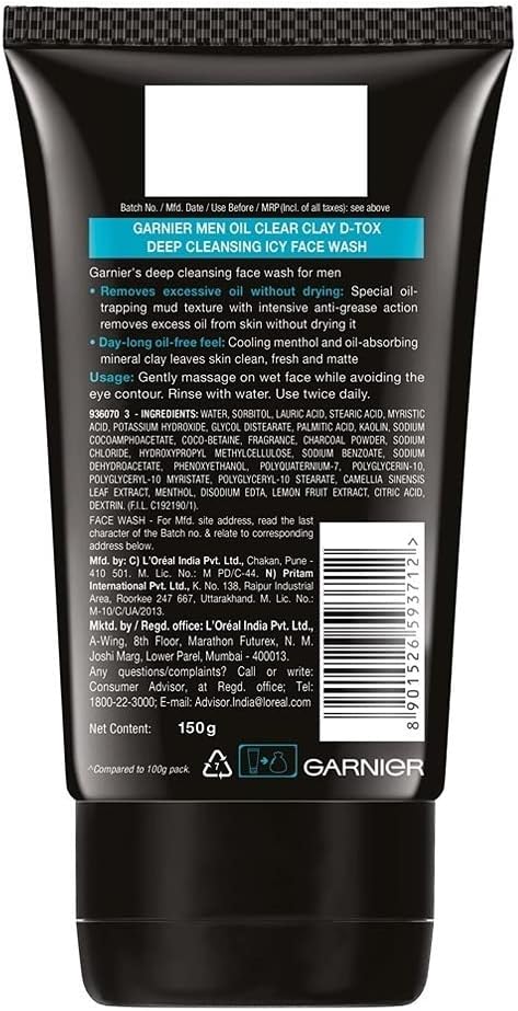 Garnier Men Oil Clear deep cleansing Facewash, 100g Garnier