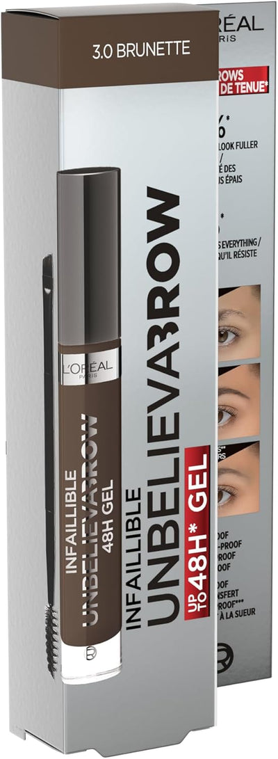 L'Oreal Paris UnbelievaBrow Long-Lasting Eyebrow Gel, Smudge-Proof, Transfer-Proof, Waterproof, 108 Dark Brunette L'Oreal Paris