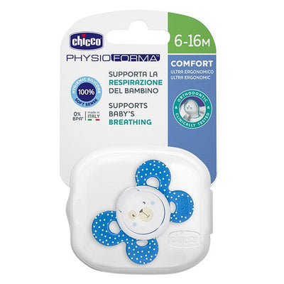 Chicco Pacifier Physio Forma Comfort Silicone 6m+ Blue Sterilisation Box Greenwize