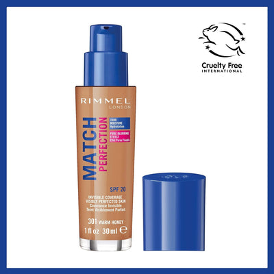 Rimmel Match Perfection Foundation, SPF 20, 301 Warm Honey, 30 ml Greenwize