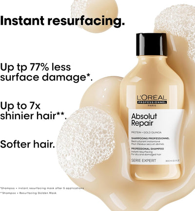 L’Oréal Professionnel | Shampoo, With Protein And Gold Quinoa for Dry And Damaged Hair, Serie Expert Absolut Repair 300ml L'Oréal Professionnel