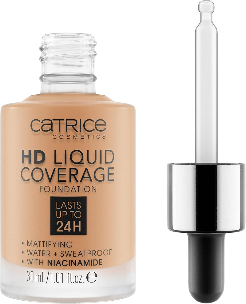 Catrice HD Liquid Coverage Foundation, No. 046, Nude, Long-Lasting, Matte, for Blemished Skin, Vegan, Oil-Free, Waterproof, Alcohol-Free, Pack of 1 (30 ml) Catrice