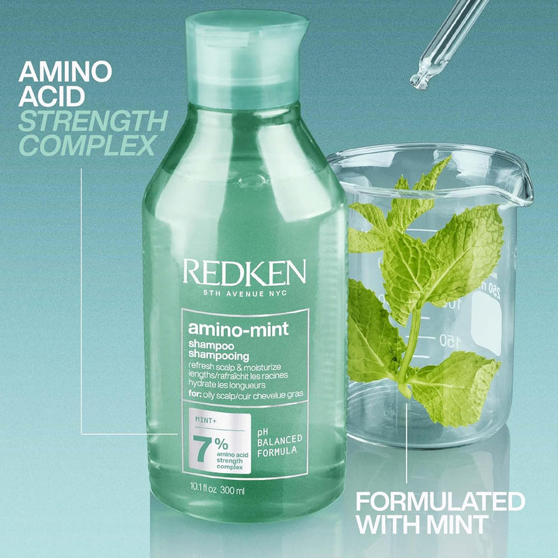 Redken Scalp Relief Shampoo, Soothing Formula, Amino Mint, 300 milliliters (Pack of 1) | Cleanses and purifies greasy hair, sensitised lengths, refreshes the roots, adds no weight Redken