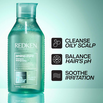 Redken Scalp Relief Shampoo, Soothing Formula, Amino Mint, 300 milliliters (Pack of 1) | Cleanses and purifies greasy hair, sensitised lengths, refreshes the roots, adds no weight Redken