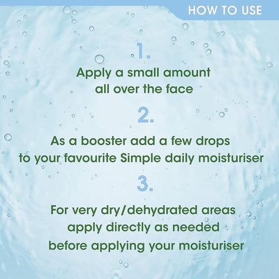 Simple Water Boost Hydrating Booster no harsh chemicals for dehydrated and dry skin 25 ml Simple