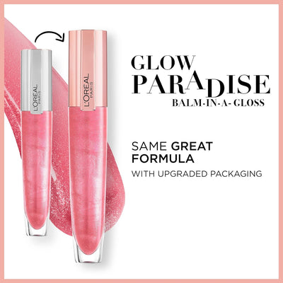 L'Oréal Paris Lip Gloss, Plumping and Hydrating, with Hyaluronic Acid and Collagen Complex, Glow Paradise Balm-In-Gloss, 406 I Amplify L'Oréal Paris