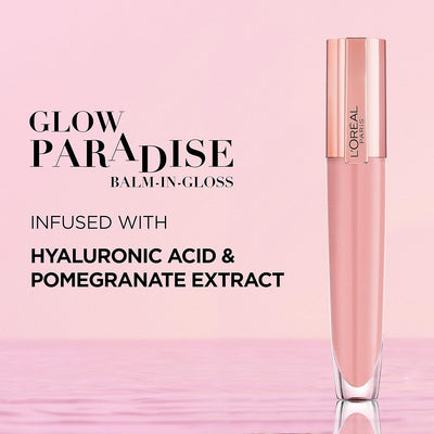 L'Oréal Paris Lip Gloss, Plumping and Hydrating, with Hyaluronic Acid and Collagen Complex, Glow Paradise Balm-In-Gloss, 406 I Amplify L'Oréal Paris