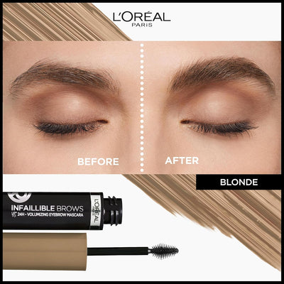 L'Oréal Paris Volumising Brow Mascara, Longwear Brow Gel for Fuller Looking Eyebrows, Up To 24 Hours Wear, Water Resistant, Infallible Brows, 5 ml, Shade: 7.0 Blonde L'Oréal Paris