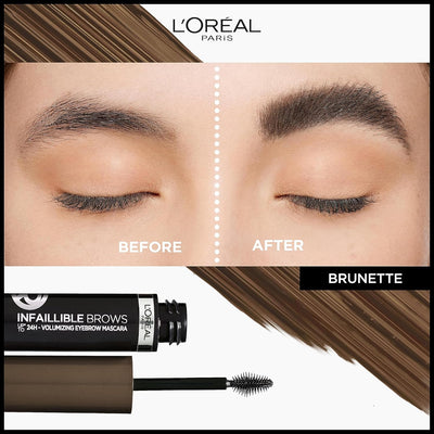 L'Oréal Paris Volumising Brow Mascara, Longwear Brow Gel for Fuller Looking Eyebrows, Up To 24 Hours Wear, Water Resistant, Infallible Brows, 5 ml, Shade: 3.0 Brunette L'Oréal Paris