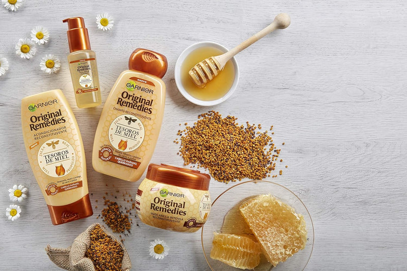 GARNIER Original Remedies Honey Treasures, Repairing Shampoo for Dry or Damaged Hair, Brittle, 300 Milliliters