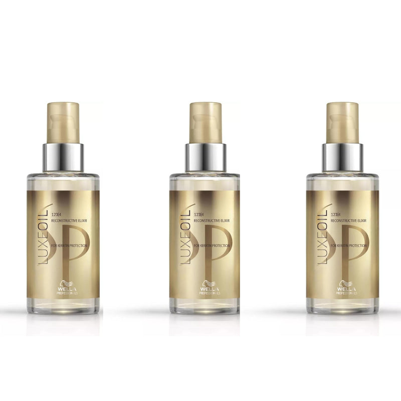 3 X Wella SP Luxe Oil Reconstructive Elixir Keratin Hair Protection 100 ml Wella