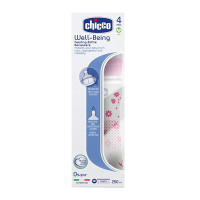 Chicco Well Being Feeding Bottle 250ML 4M+ Pink CHI34 Chicco