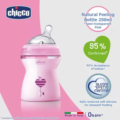 Chicco Naturalfeeling Feeding Bottle 250ml Pink 2m+ CHI47 Chicco