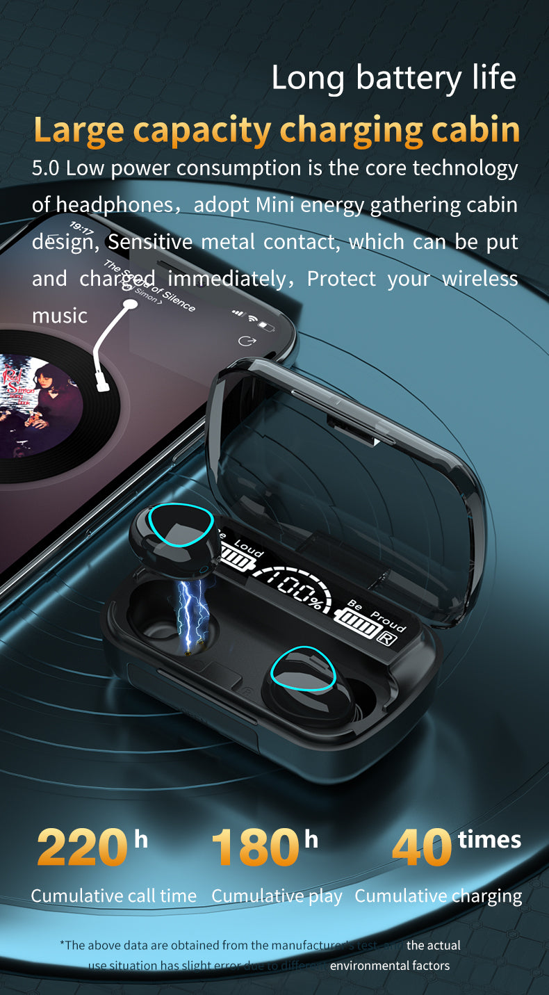 M10 E LED Digital Display Gaming Earbuds Sports Music True IPX68 Waterproof Wireless Earphones xboon