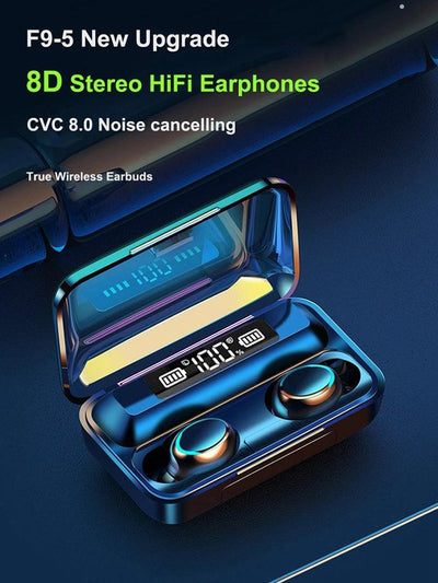 TWS F9-5C Wireless Bluetooth 5.0 Earphones 9D Stereo LED Black EBD01BK TWS