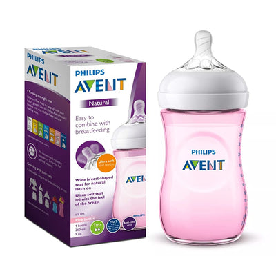 Philips Avent Natural baby bottle 260ml (Pink) 1m+ Single SCF034/10 Avent