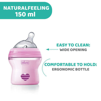 Chicco Naturalfeeling Feeding Bottle 150ml Pink 0m+ CHI42 Chicco